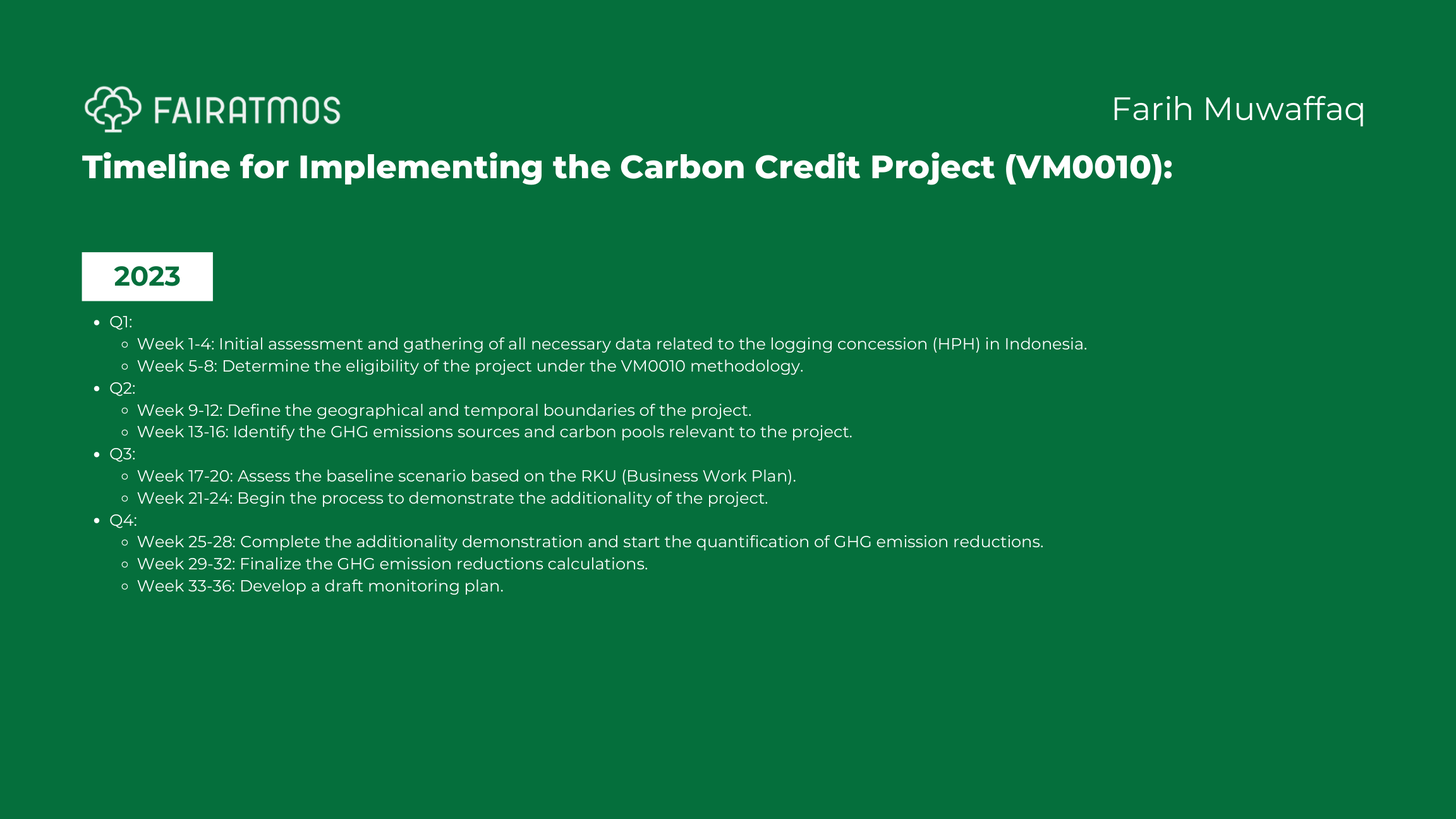VM0010 implementation timeline
