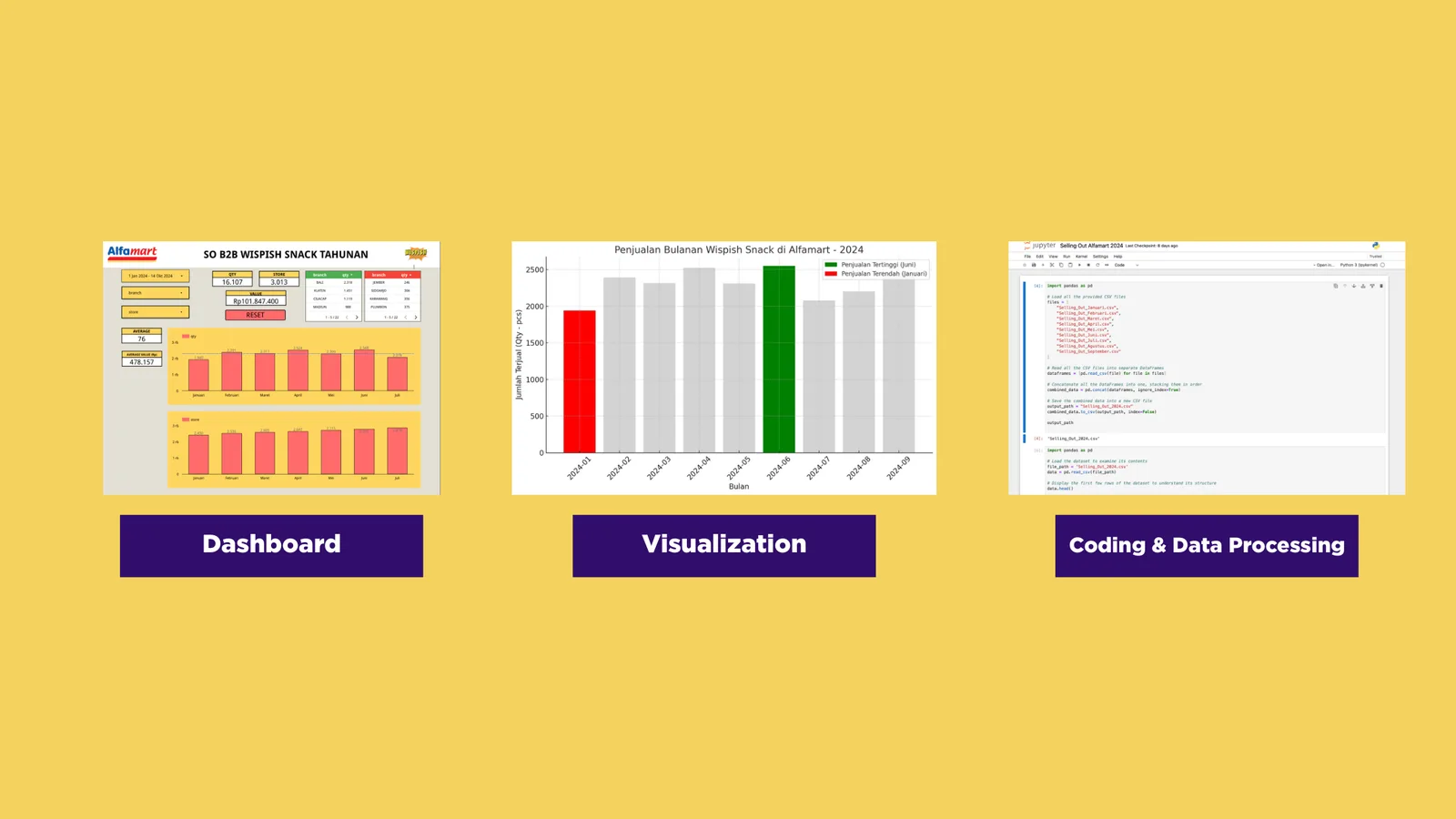 FMCG dashboard, visualization, coding, and data-processing evidence from the project portfolio