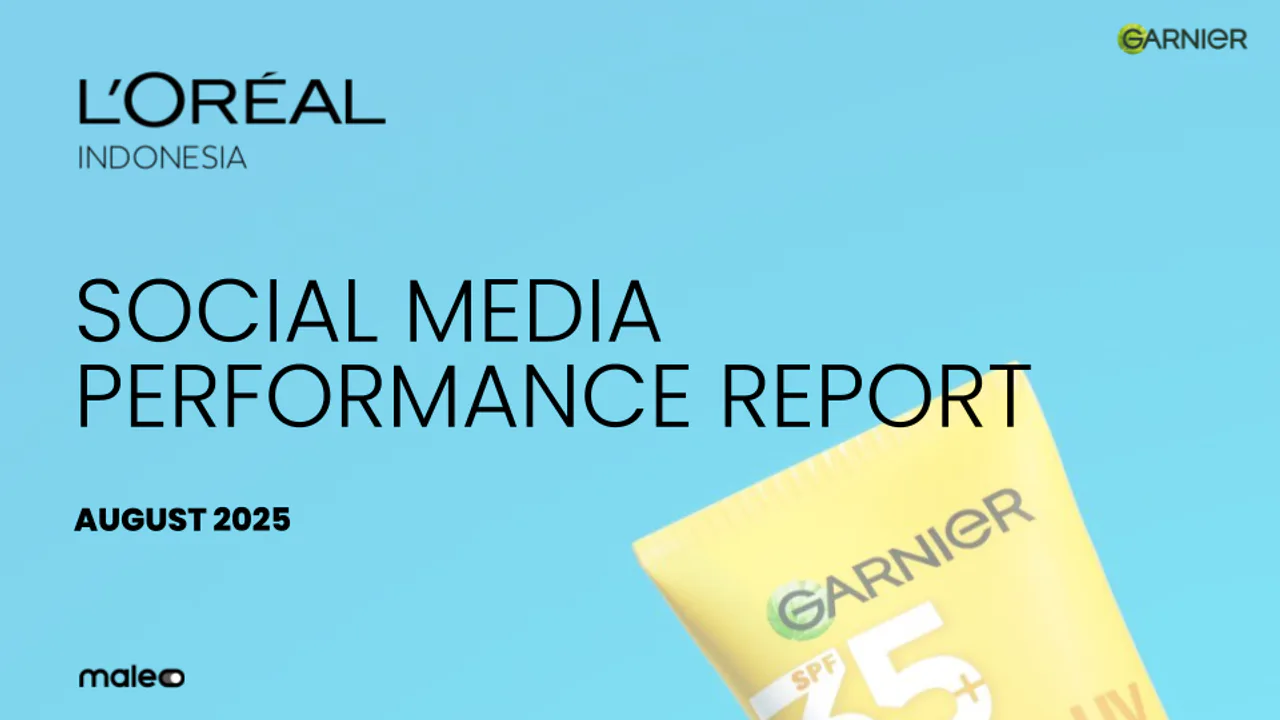 Light blue cover of the Garnier August 2025 social media performance report