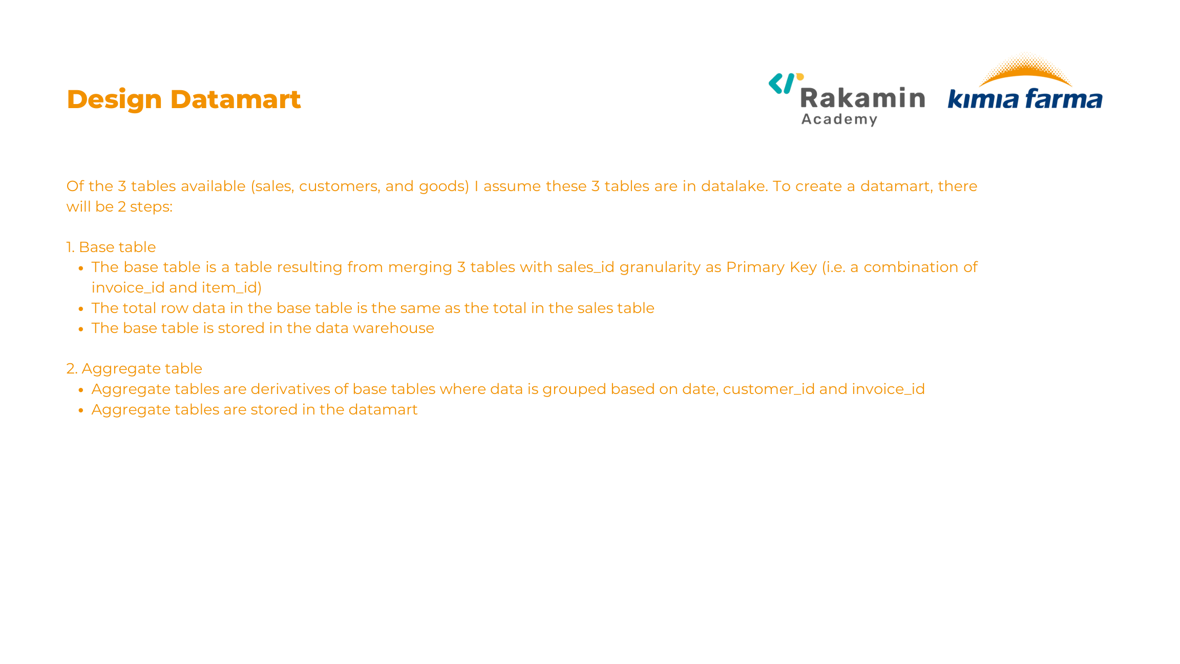 Sales datamart design